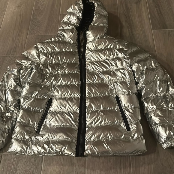 Moose Knucklers Junior Girls Silver Puffer Jacket Size L - Picture 1 of 4